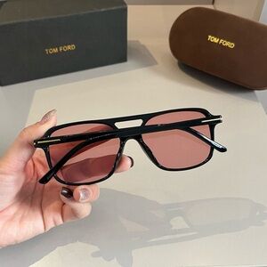 Tom Ford Black Sunglasses with Rose Lenses